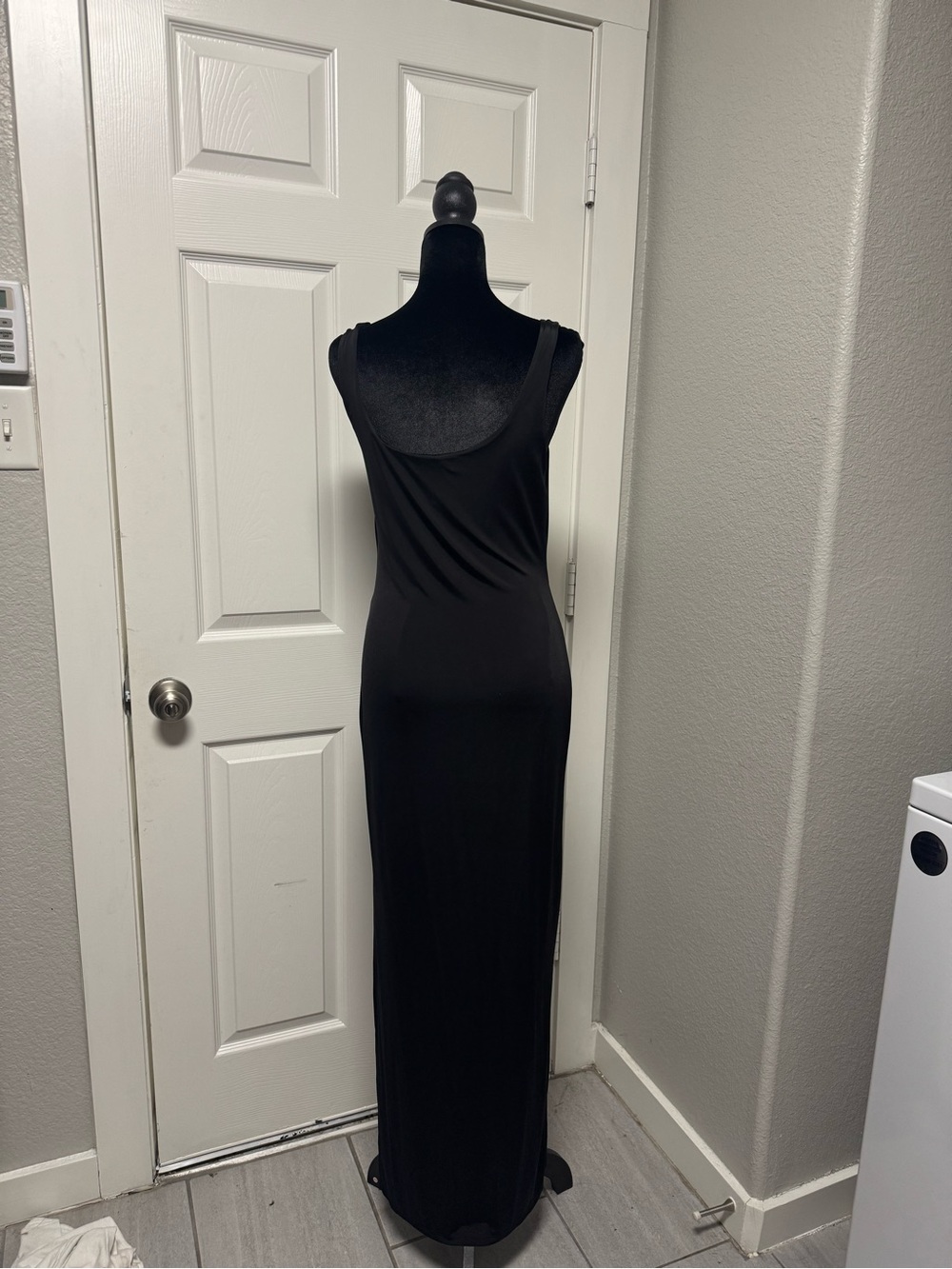 Classic Black Scoop-Back Maxi Dress
